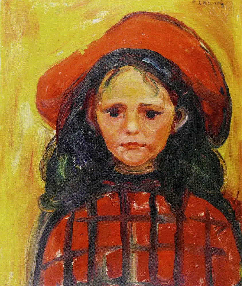 Jente i rød kjole og rød hatt - Edvard Munch