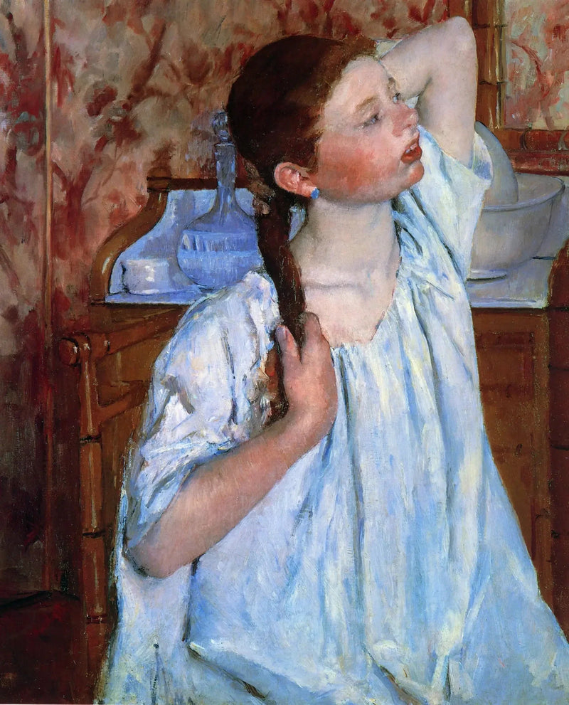 Jente som ordner håret - Mary Cassatt