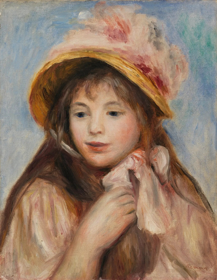Jente med rosa lue (Ung jente med rosa hatt) - Pierre-Auguste Renoir