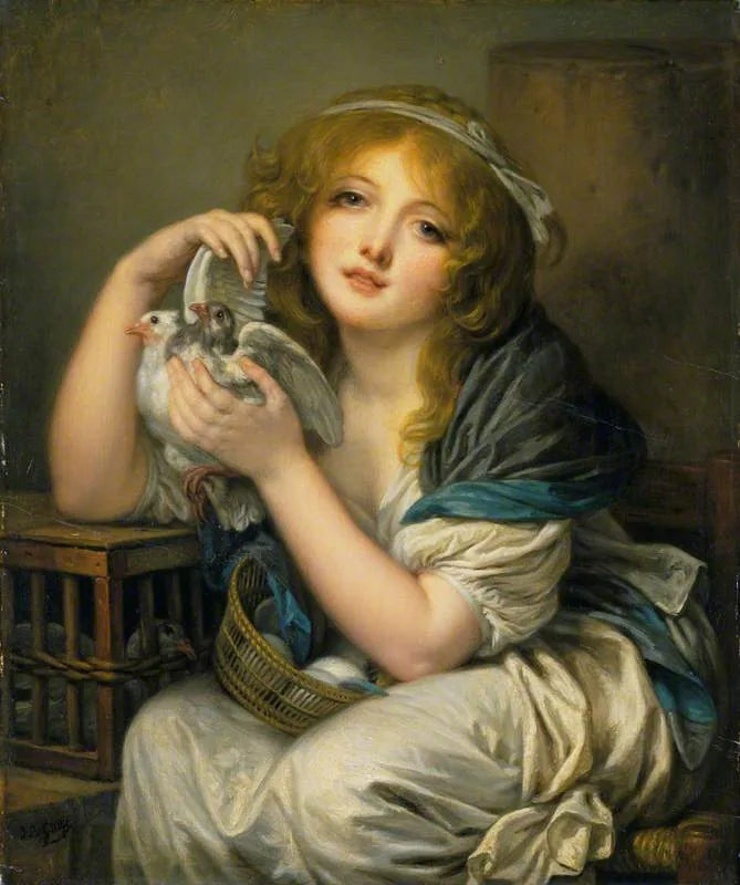 Jente med dueer - Jean-Baptiste Greuze