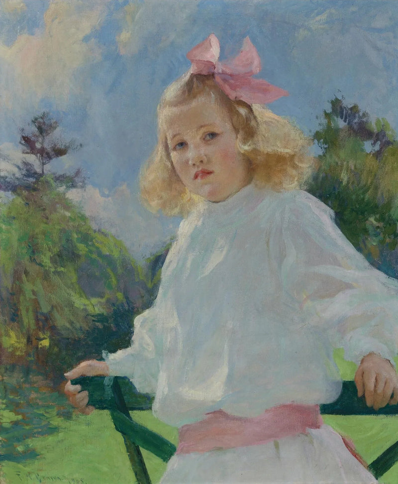 Jente med en rosa knute - Frank Weston Benson