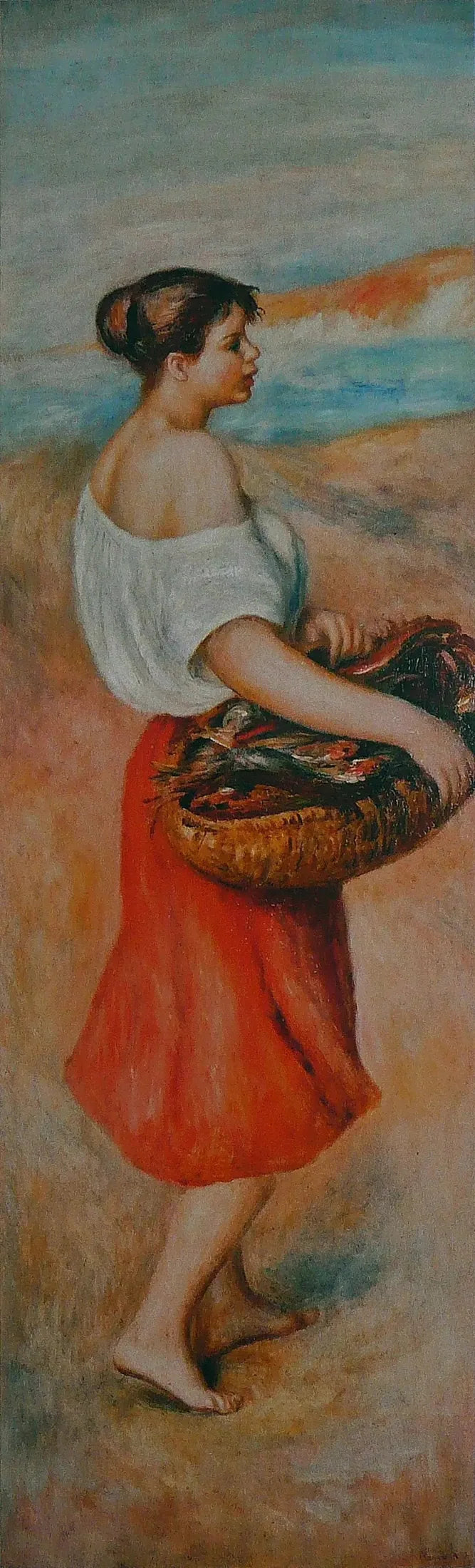 Jente med en kurv med fisk - Pierre-Auguste Renoir