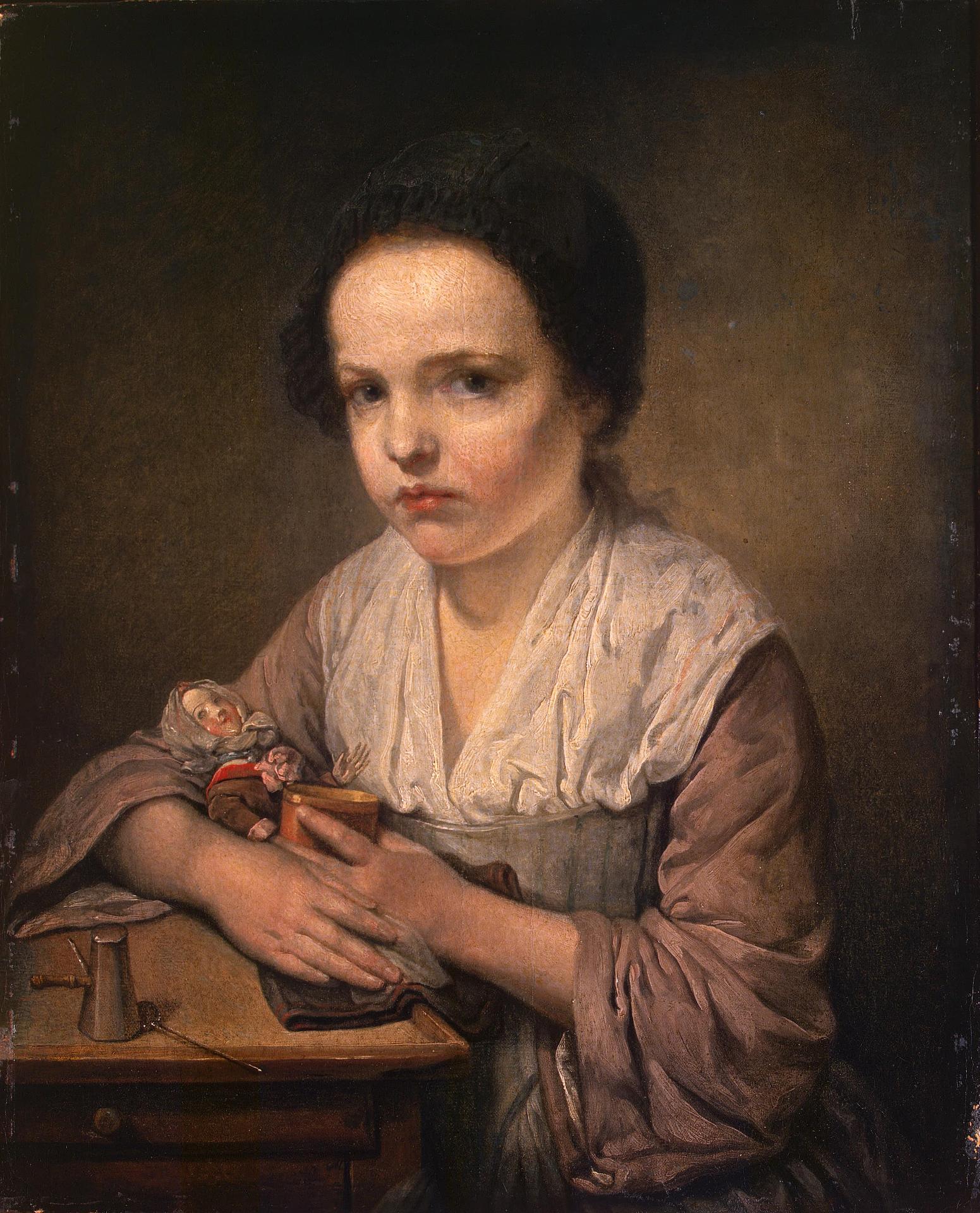 Fille avec une poupée - Jean-Baptiste Greuze image 1 copie peinte à la main à l’huile