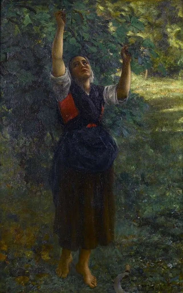 Jente som plukker fiken - Jules Breton