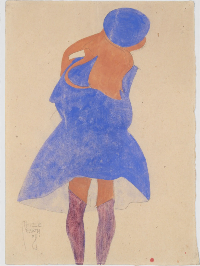 Stående jente, sett bakfra - Egon Schiele