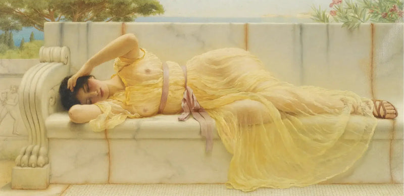 Jente i gult draperi - John William Godward