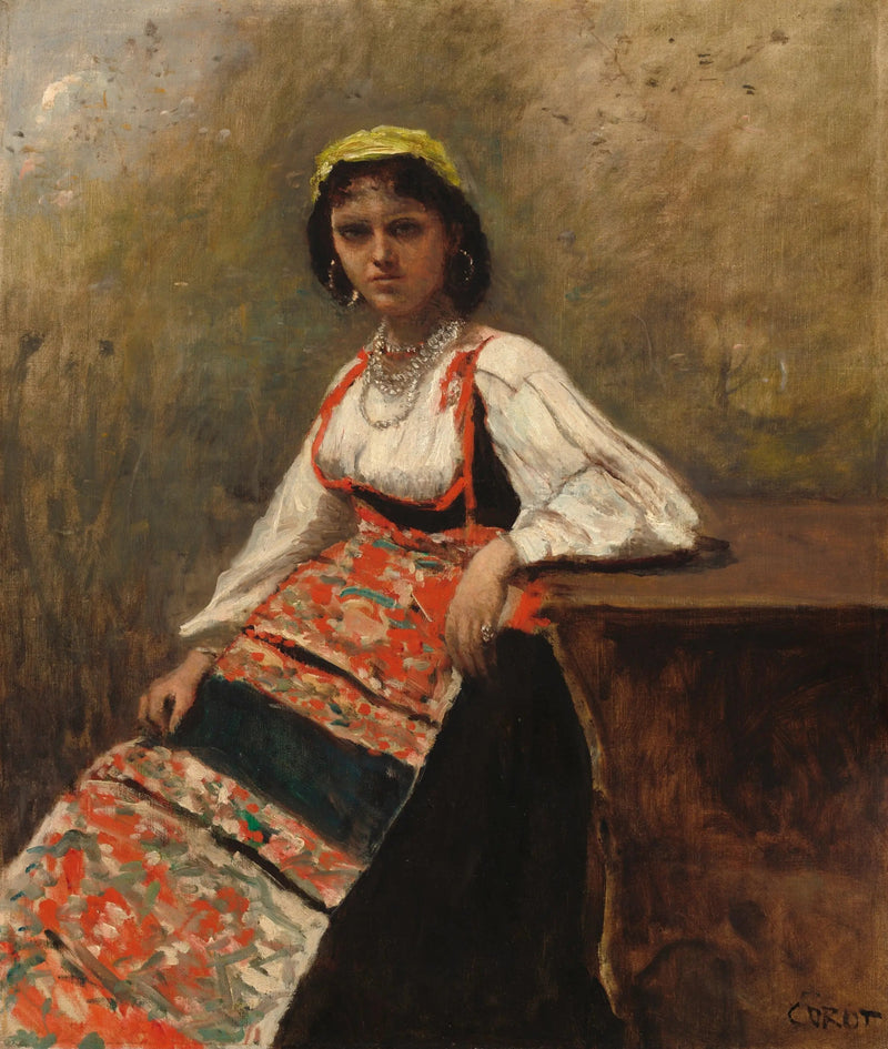Italiensk jente - Jean-Baptiste Camille Corot