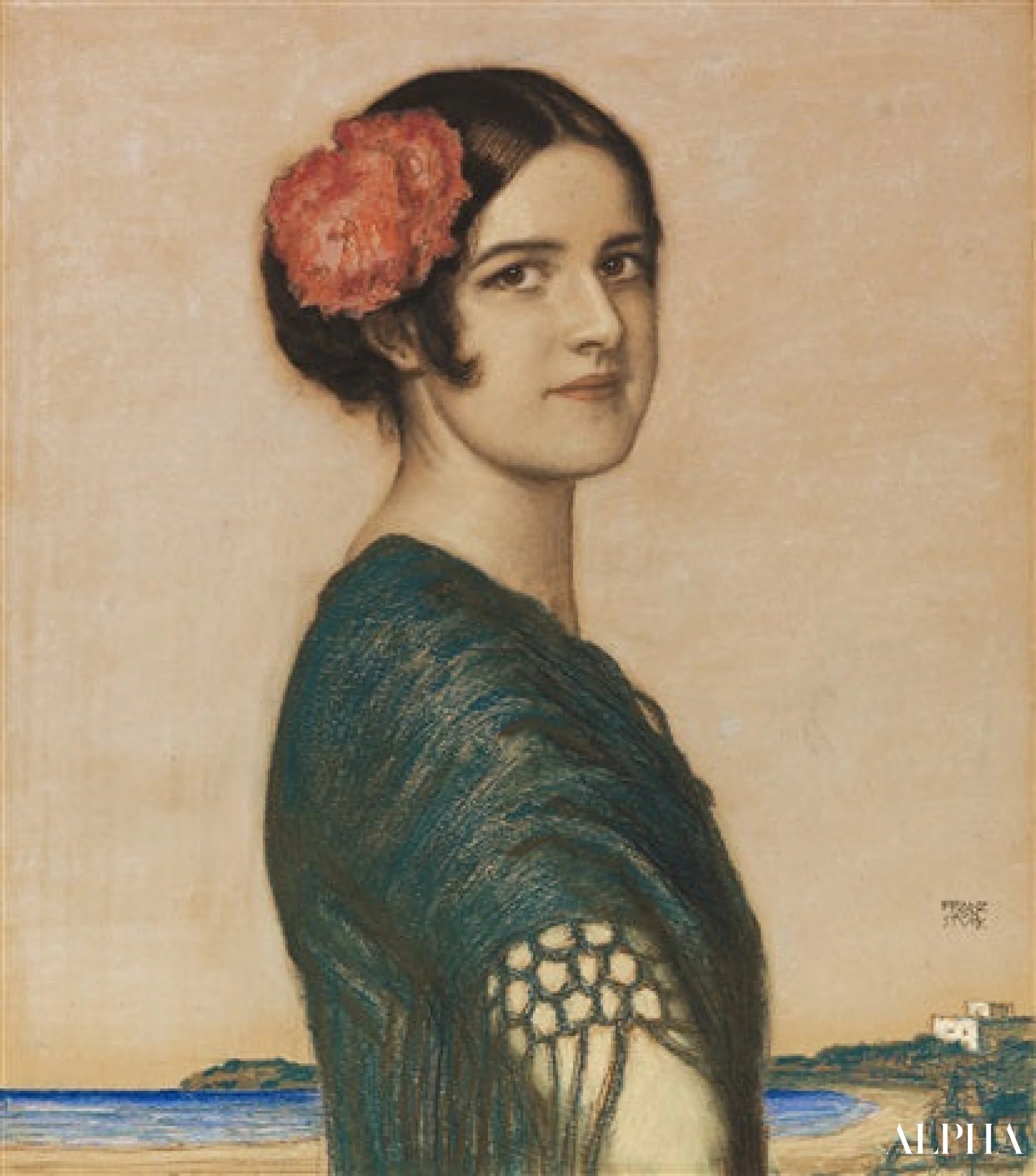 Reproduction du tableau « Fille Mary en espagnol - Franz Von Stuck » par Alpha Reproduction en peinture à l’huile