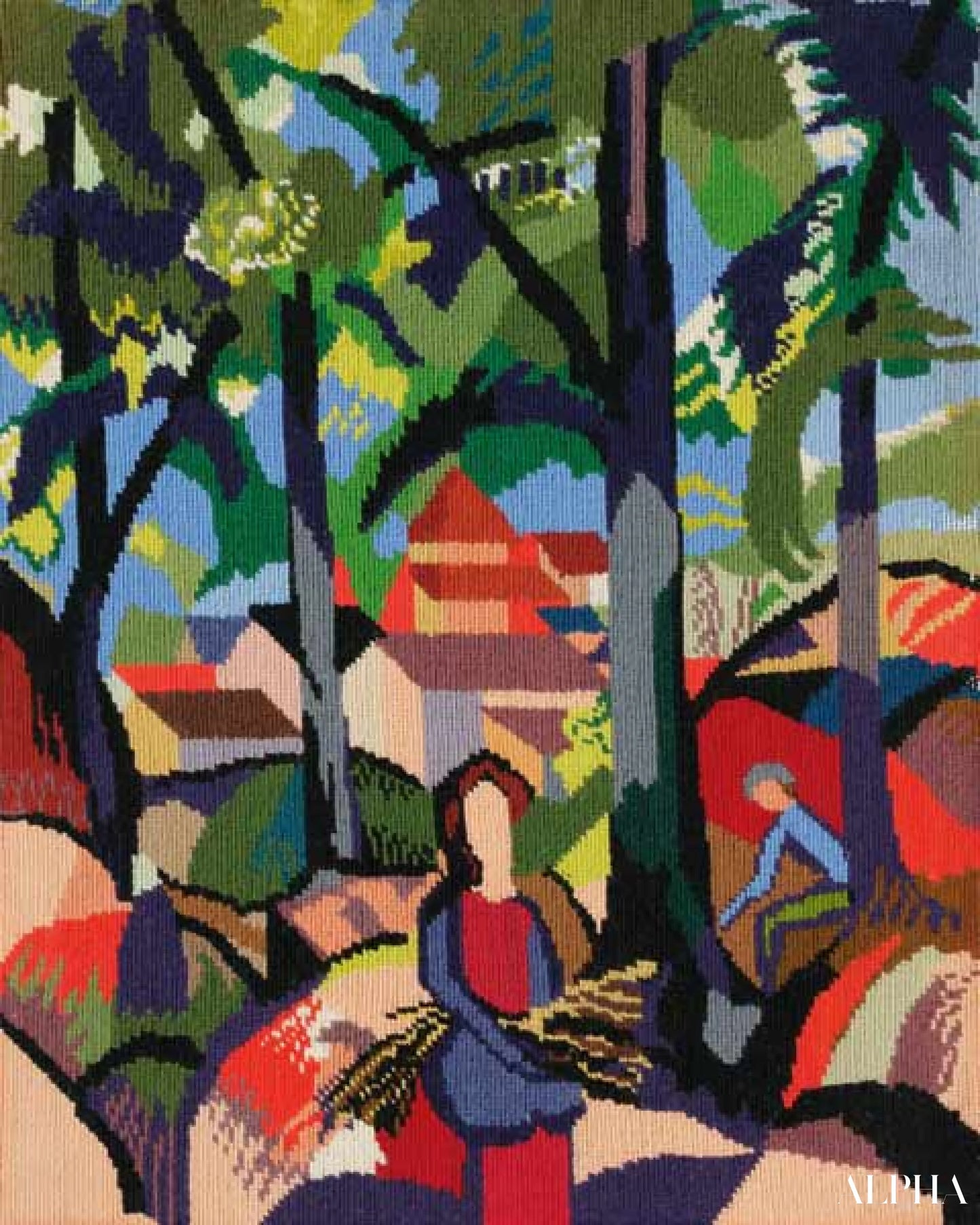 Jente som samler kvister - August Macke - Høykvalitets reproduksjoner av malerier og bilder