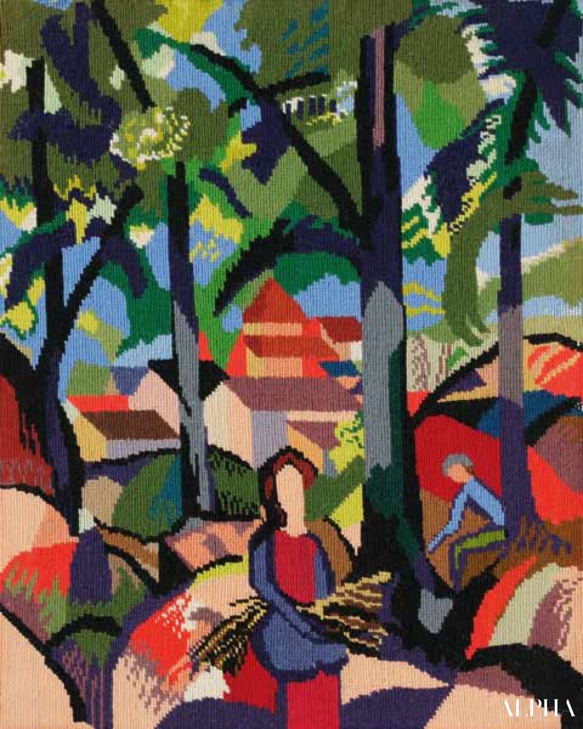 Jente som samler kvister - August Macke - Høykvalitets reproduksjoner av malerier og bilder