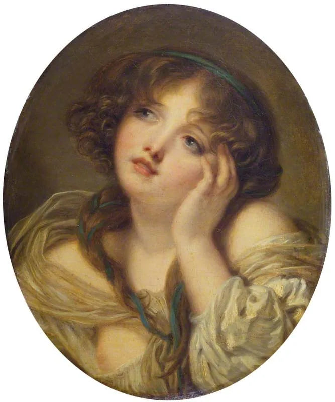 Jente som støtter seg på hånden - Jean-Baptiste Greuze