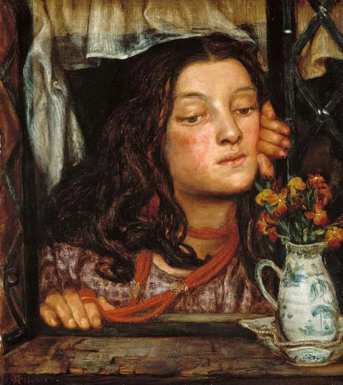 Jente på et gjerde - Dante Gabriel Rossetti