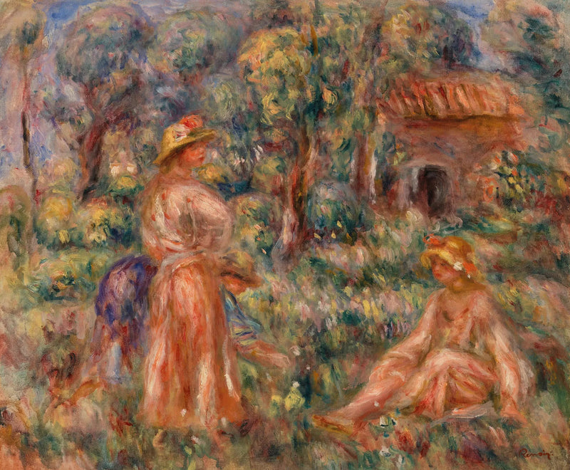 Jenter i et landskap (Unge jenter i et landskap) - Pierre-Auguste Renoir