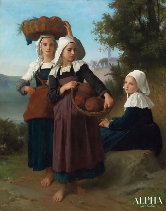 Filles de Fouesnant revenant du marché - William Bouguereau Reproductions de tableaux à la peinture à l’huile