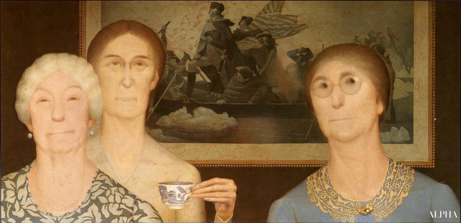 Døtre av revolusjonen - Grant Wood - Høykvalitets reproduksjoner av malerier og bilder