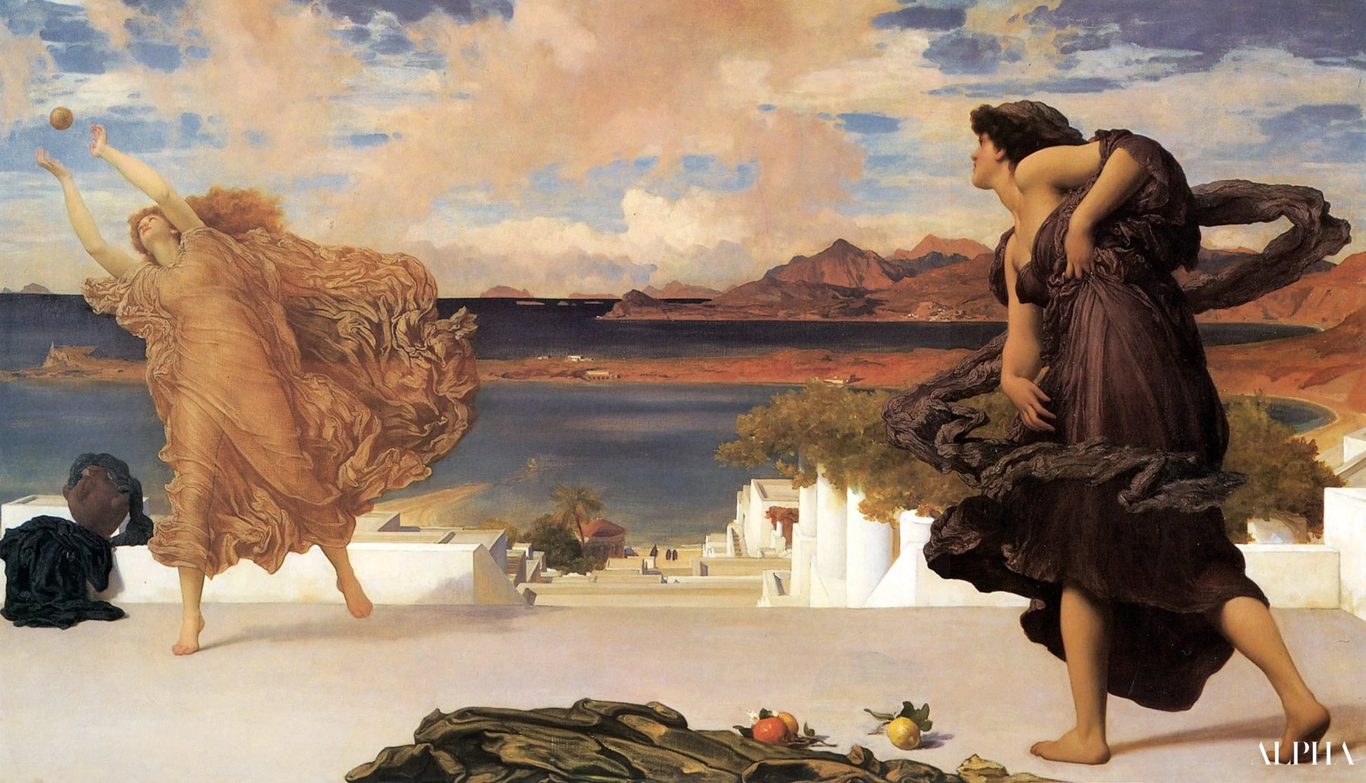 Greske jenter som leker med ball - Frederic Leighton Reproduksjoner av malerier i oljemaling