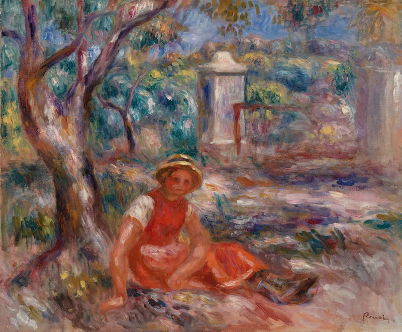 Jente ved foten av et tre (Jente ved foten av et tre) - Pierre-Auguste Renoir