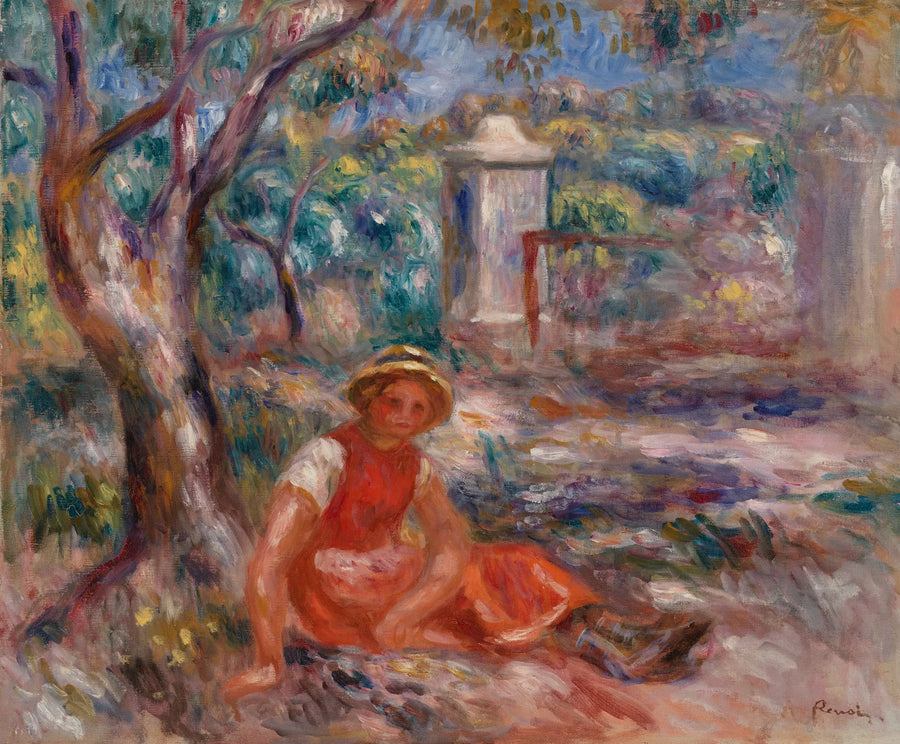Jente ved foten av et tre (Jente ved foten av et tre) - Pierre-Auguste Renoir