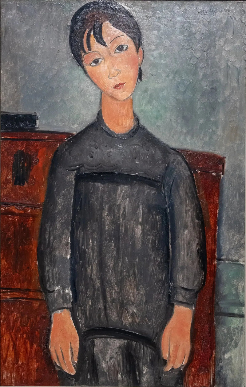 Jente stående i svart forkle - Amedeo Modigliani