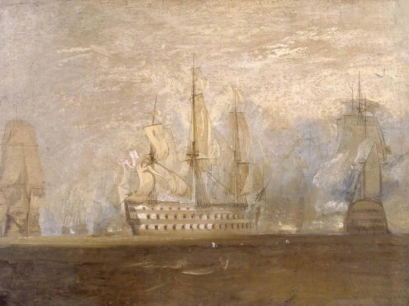 Første skisse for 'Slaget ved Trafalgar' - J. M. W. Turner