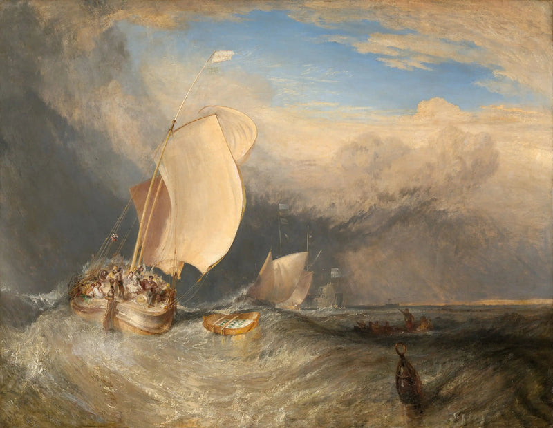 Fiskebåter med handelsmenn som forhandler om fisk - J. M. W. Turner