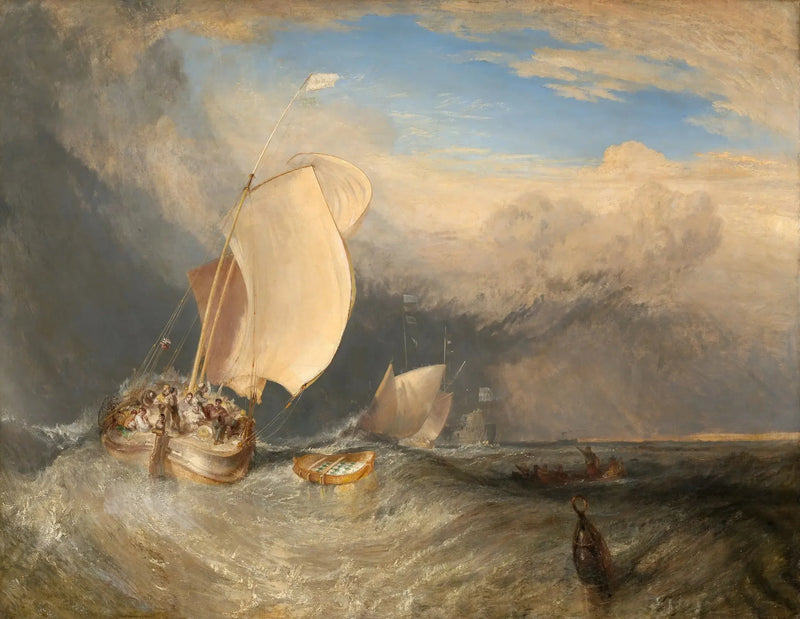 Fiskebåter med handelsmenn som forhandler om fisk - J. M. W. Turner