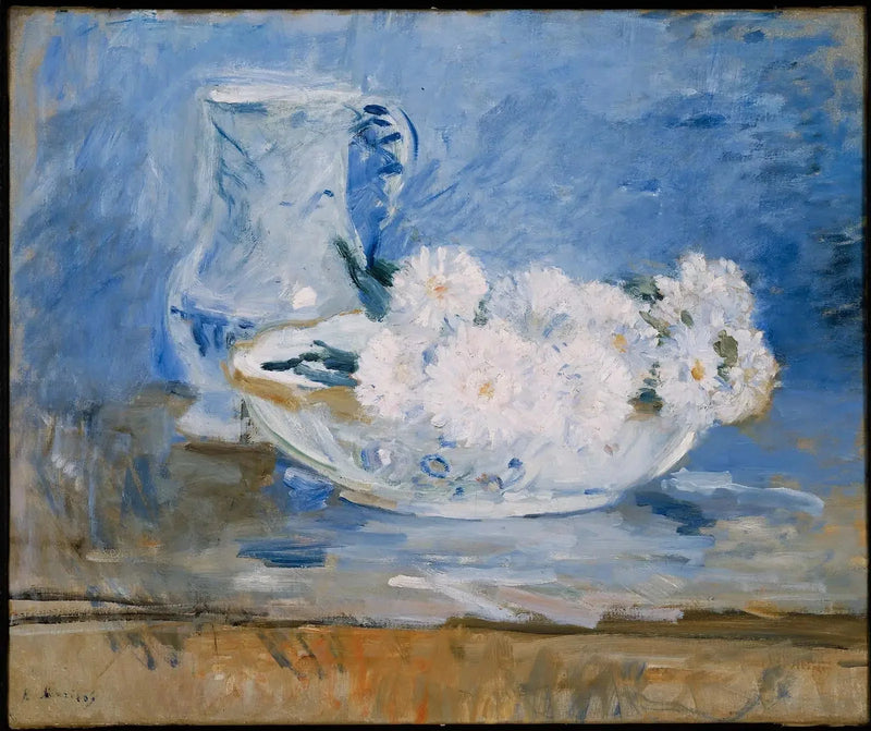 Hvite blomster i en bolle - Berthe Morisot
