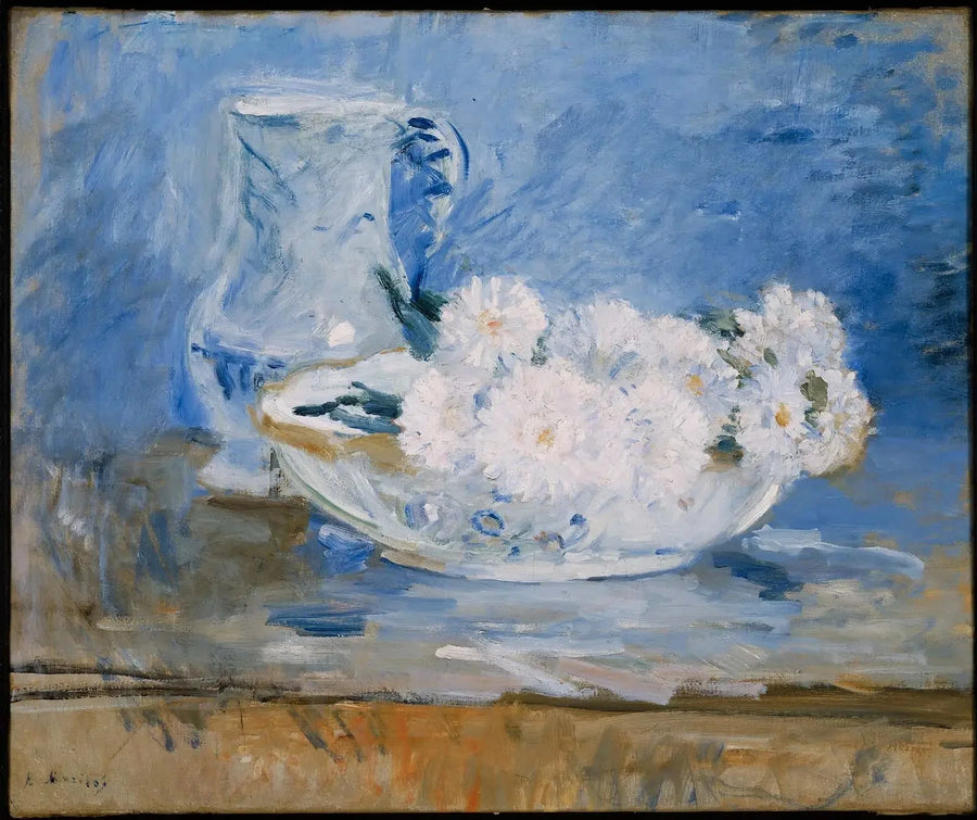 Hvite blomster i en bolle - Berthe Morisot