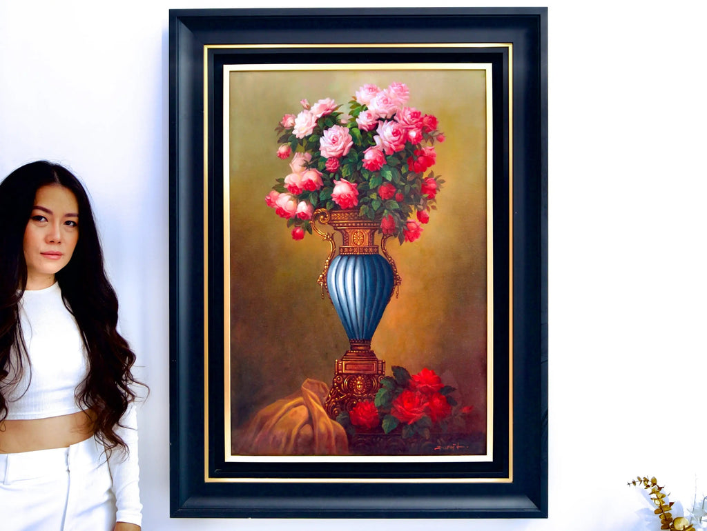 Fleurs dans un Vase Antique | 60 x 90 cm image 2 reproduction artisanale de tableau