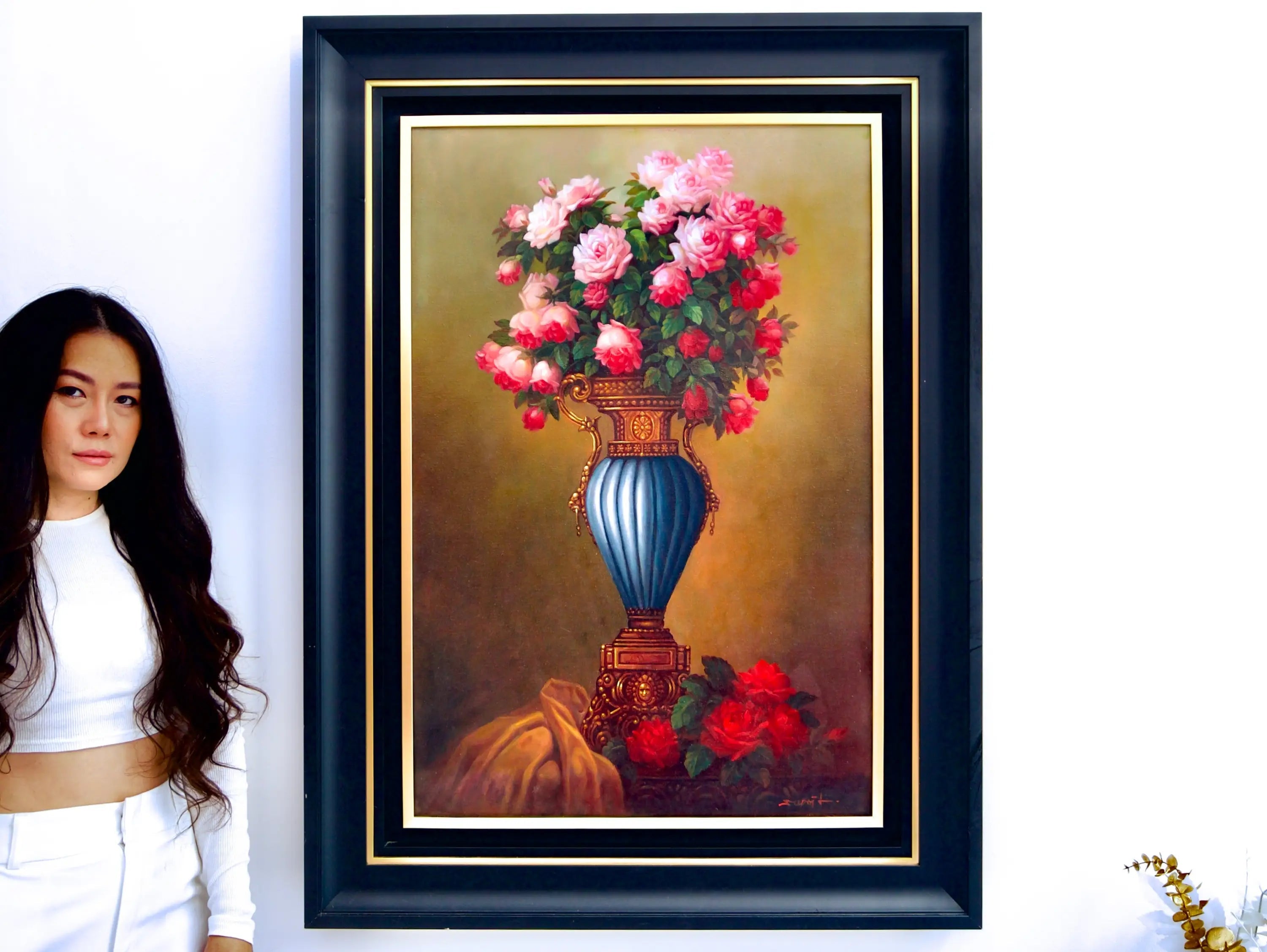 Fleurs dans un Vase Antique | 60 x 90 cm image 2 reproduction artisanale de tableau