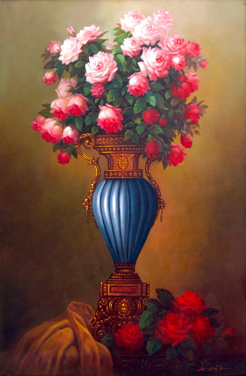 Blomster i en Antikk Vase | 60 x 90 cm