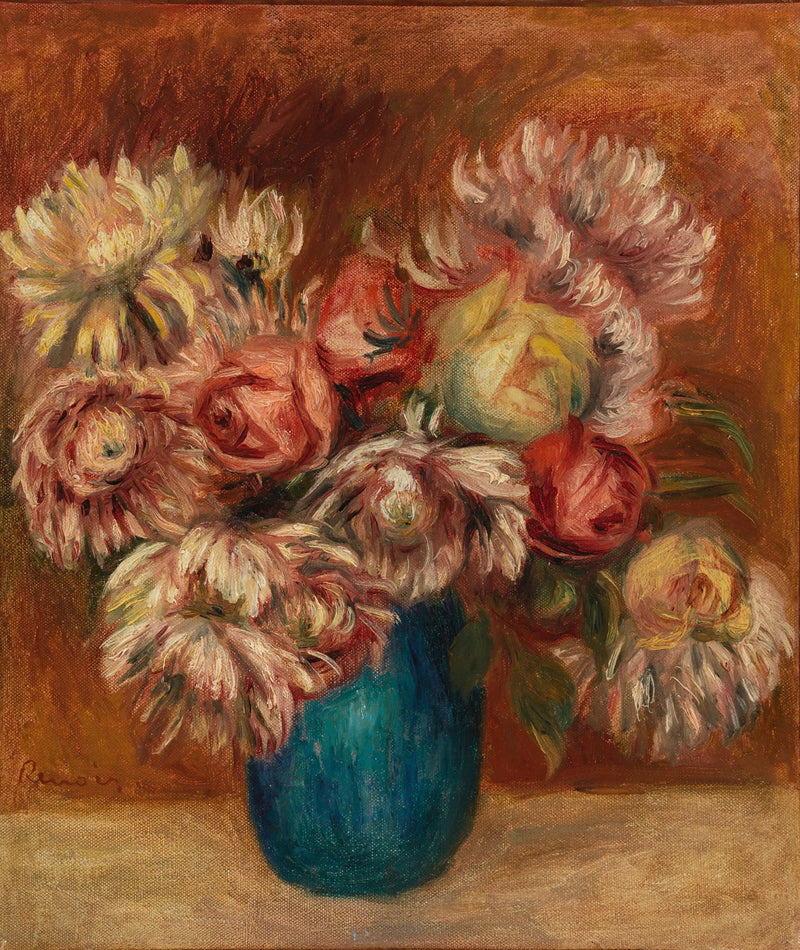 Blomster i en grønn vase - Pierre-Auguste Renoir
