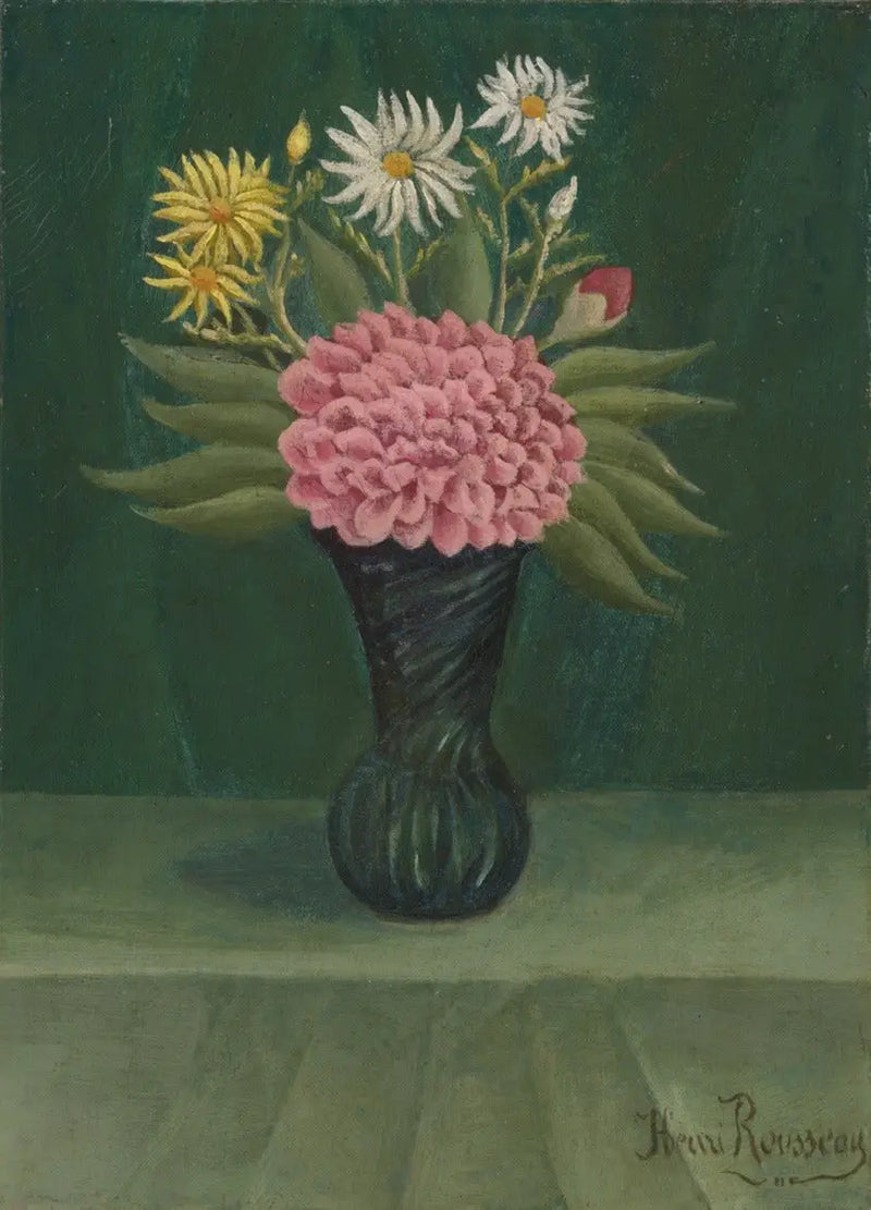 Blomster og dahlia i en vase - Henri Rousseau