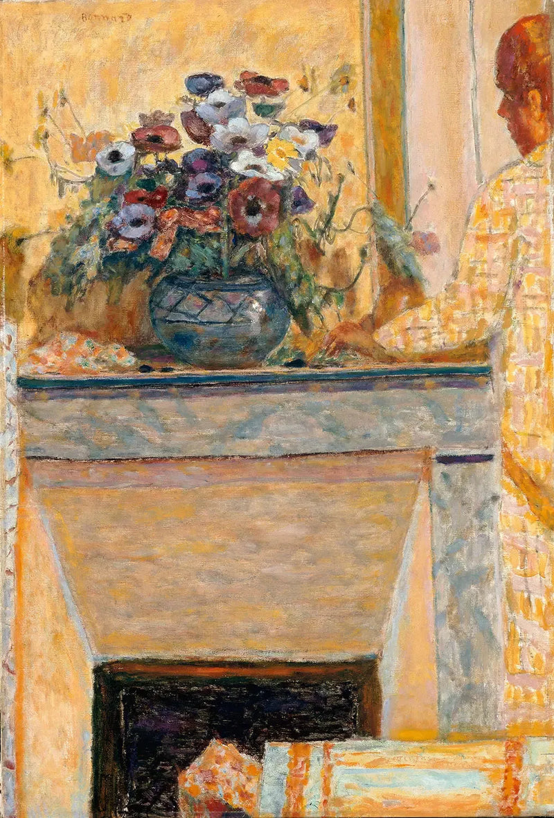 Blomster på en peis i Cannet - Pierre Bonnard