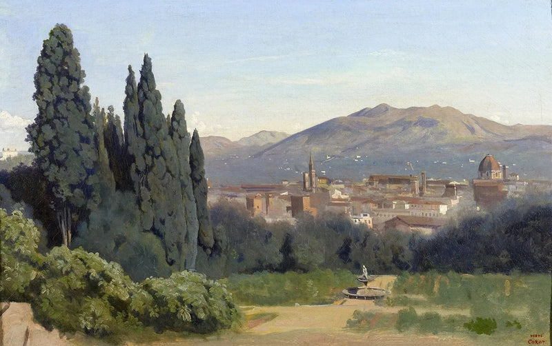 Florence, utsikt over Boboli-hagene - Jean-Baptiste Camille Corot