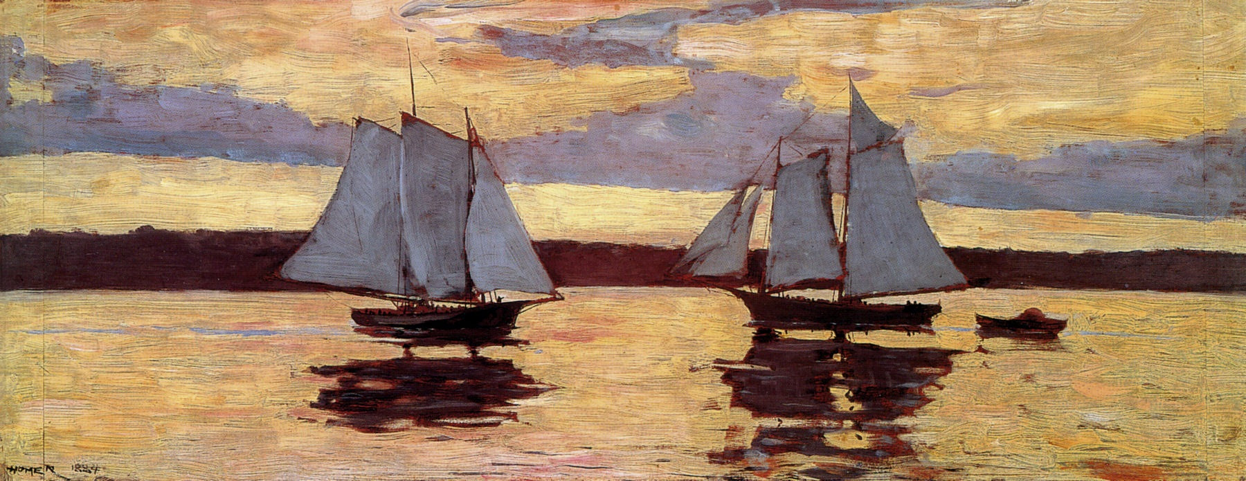 Flotte de maquereaux de Gloucester au coucher du soleil - Winslow Homer image 1 reproduction artisanale de tableau