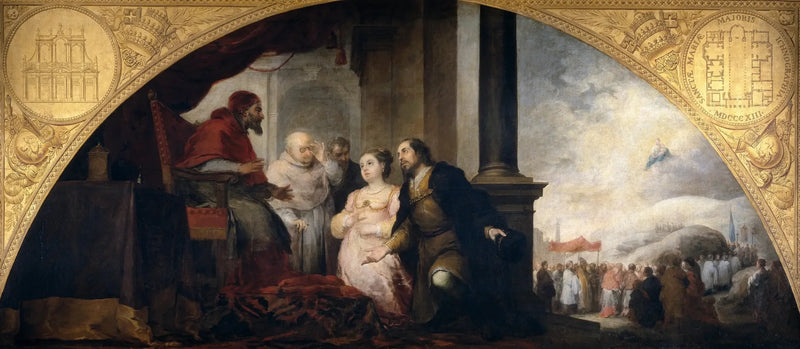 Fundasjonen av Sainte-Marie-Majeure i Roma. Patrisieren forteller sin drøm til paven. - Bartolomé Esteban Murillo

Source:
Fondation de Sainte-Marie-Majeure à Rome. Le Patricien raconte son rêve au Pape. - Bartolomé Esteban Murillo