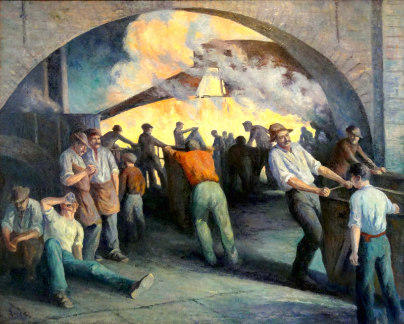 Smiested i Charleroi, støpingen - Maximilien Luce