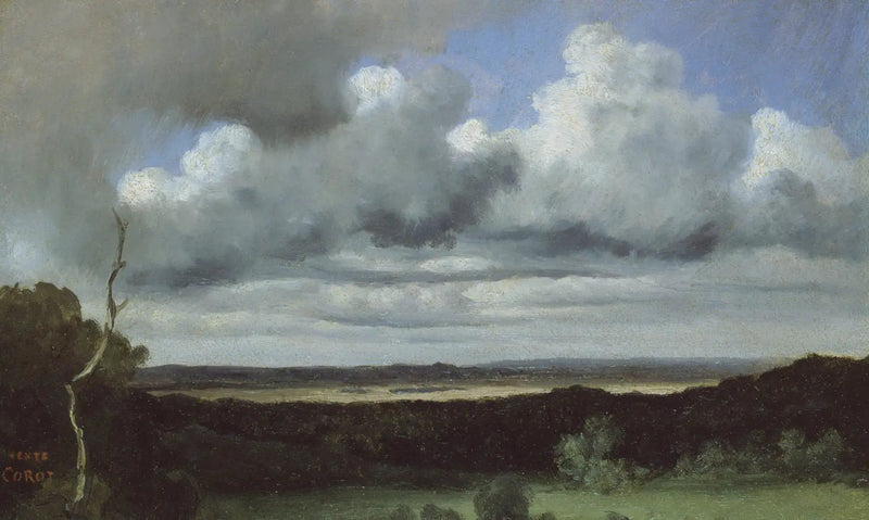 Fontainebleau – Torden over slettene - Jean-Baptiste Camille Corot