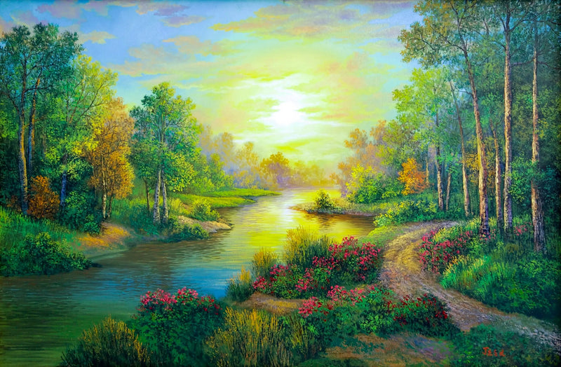 Skog og elver  | 90 x 60 cm
