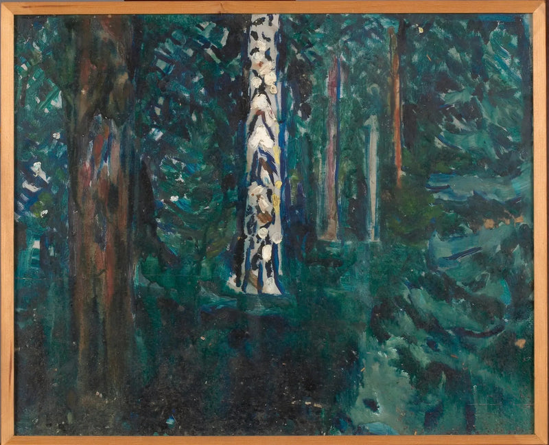 Skog med bjørkestammer - Edvard Munch