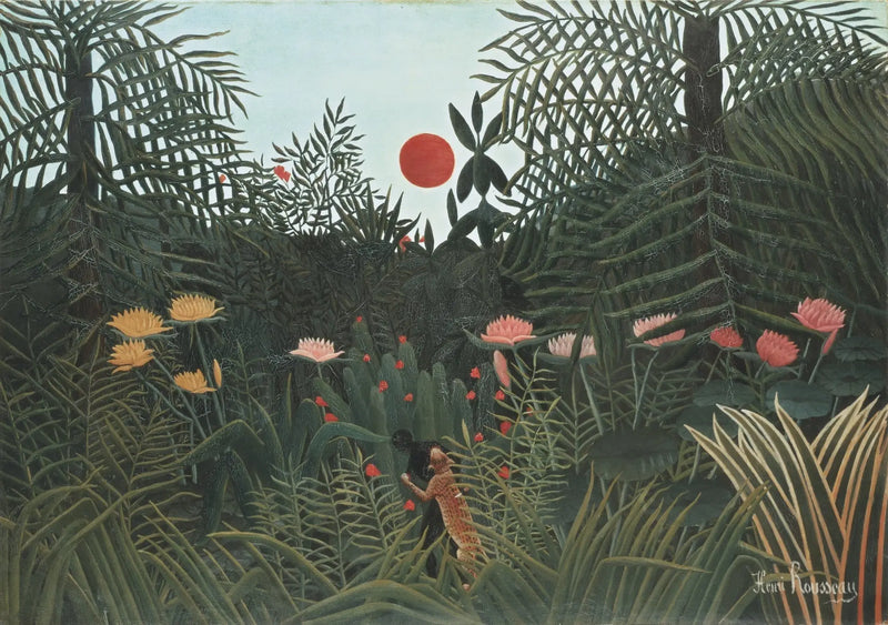Urskog ved solnedgang - Henri Rousseau