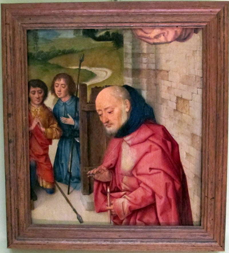 fragment av en Juleevangeliet med Josef og to gjeterer - Dirk Bouts
