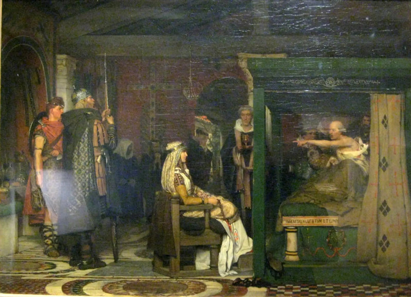 Frédégonde som besøker Prétextat på sin dødsleie - Lawrence Alma-Tadema
