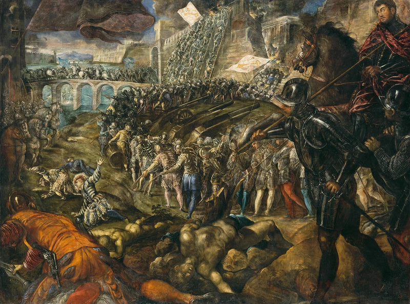 Frédéric II erobrer Parma i 1521. Maleri av Tintoretto, 1578/79, for sin sønn Guillaume - Jacopo Tintoretto