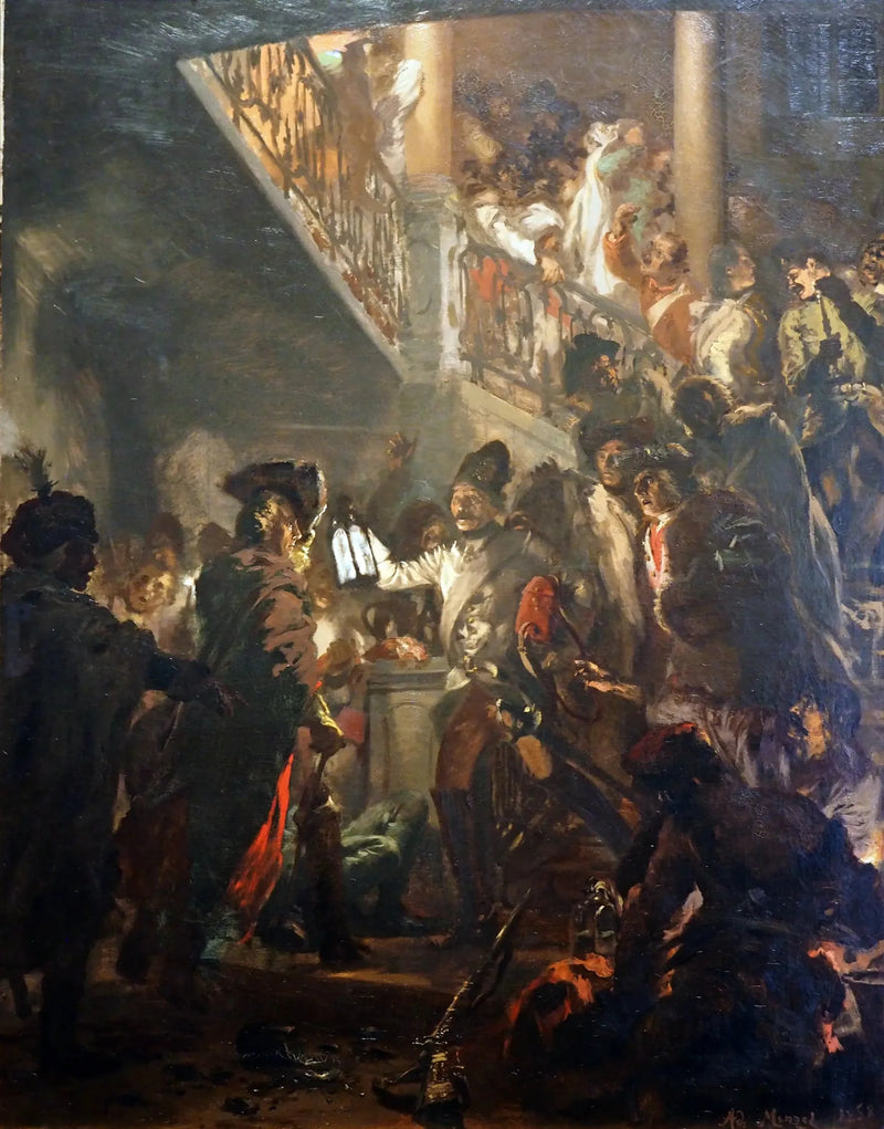 Fredrik den Store i Lissa: God kveld, herrer - Adolph von Menzel