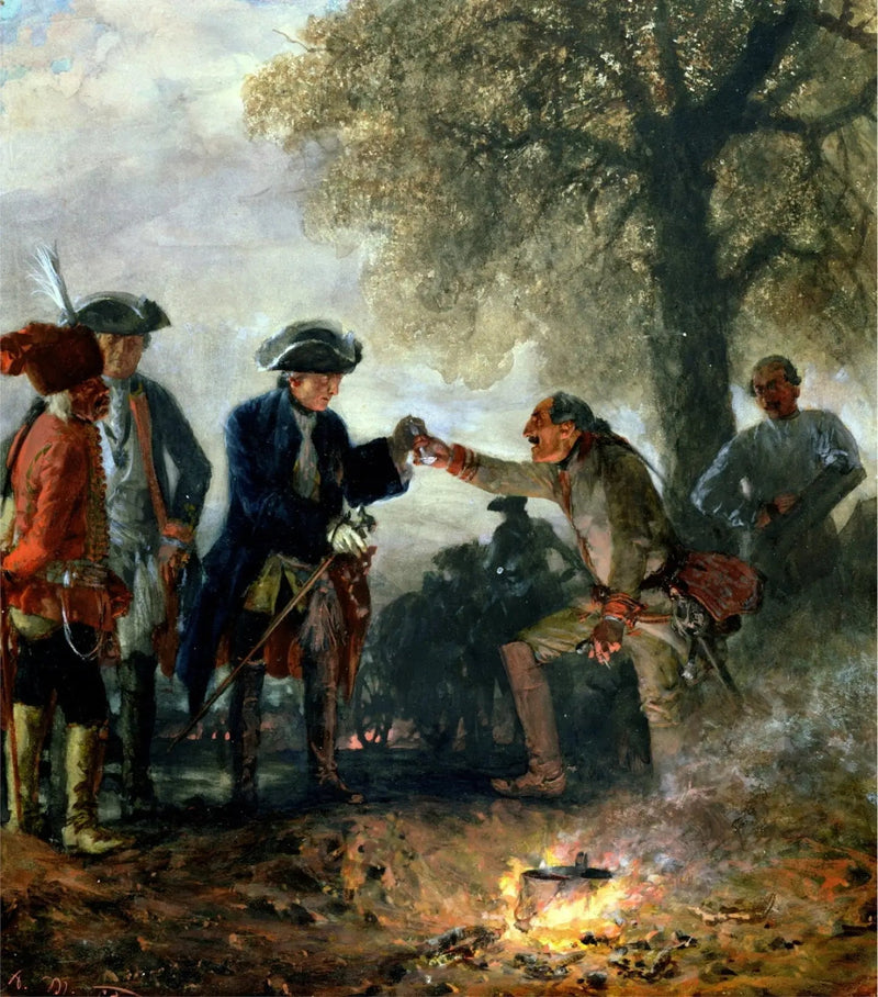 Frederik den Store med Zieten på leiren - Adolph von Menzel