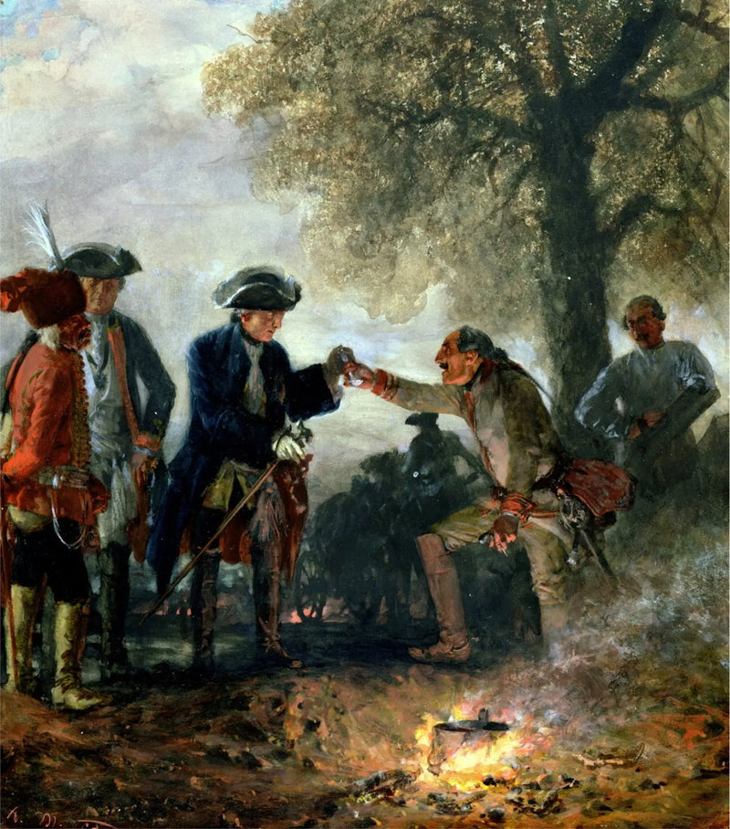 Frederik den Store med Zieten på leiren - Adolph von Menzel