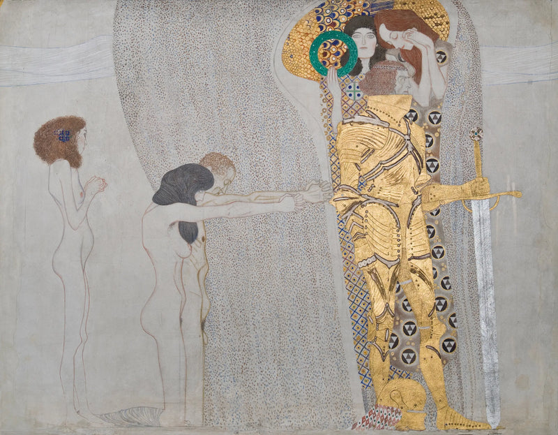 Beethoven-frisen (plate 3, venstre vegg): Ønske om lykke - Gustav Klimt