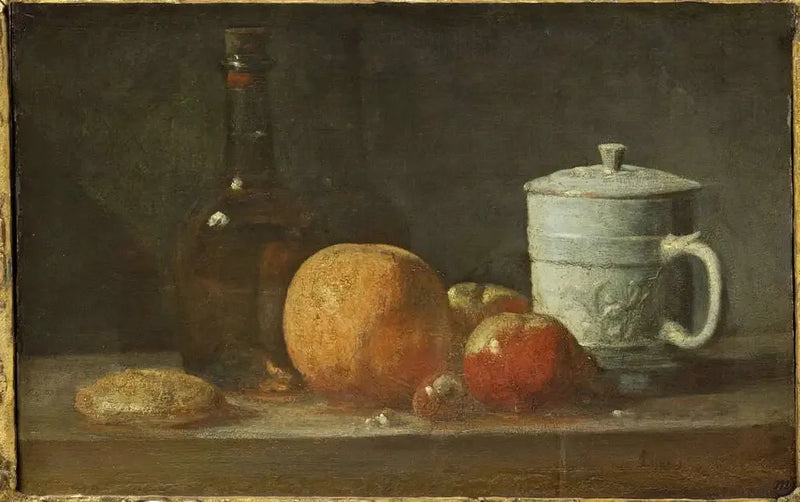 Frukt, Flaske, Kanne og Massepain - Jean Siméon Chardin